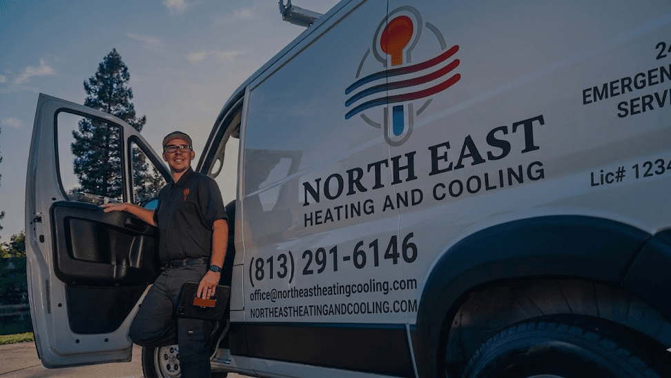 North East Heating And Cooling service van in Tampa Bay
