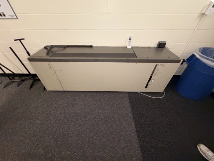 The original 2008 HVAC unit in the Powell Middle School band room that was being replaced